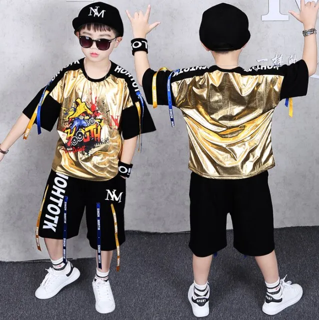 2 Pieces Suit Kids Boys Clothing Sets Hip-hop Summer Outfits