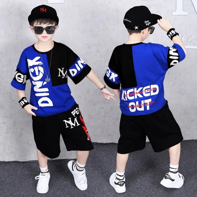 2 Pieces Suit Kids Boys Clothing Sets Hip-hop Summer Outfits