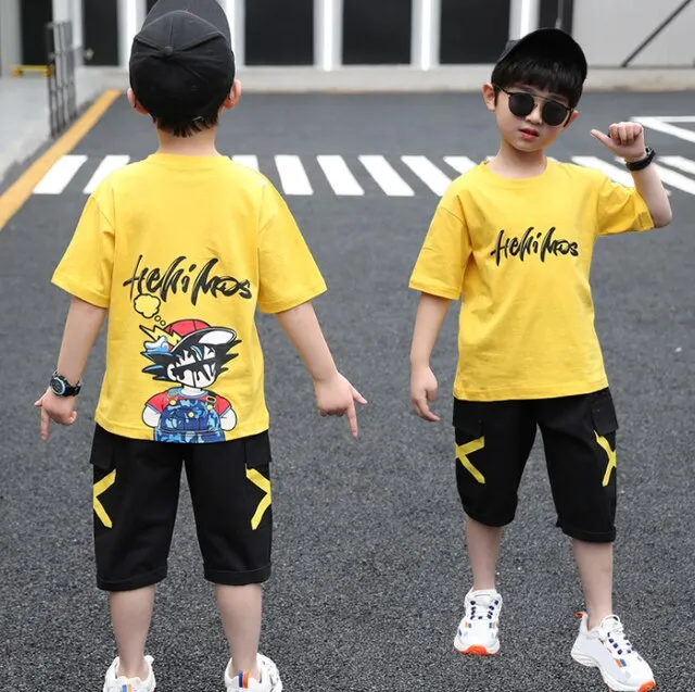 2 Pieces Suit Kids Boys Clothing Sets Hip-hop Summer Outfits