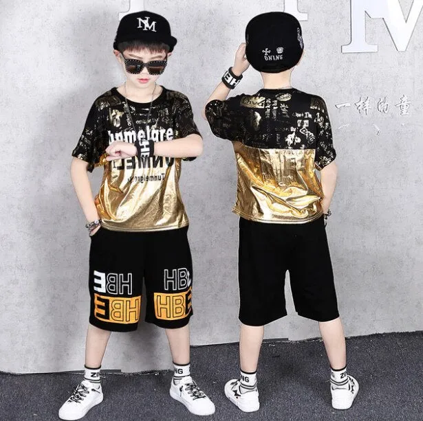 2 Pieces Suit Kids Boys Clothing Sets Hip-hop Summer Outfits