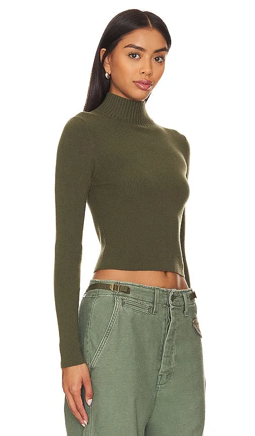 Alice   Olivia Senaida Crpds Ltwt Rib Mck Nck in Olive