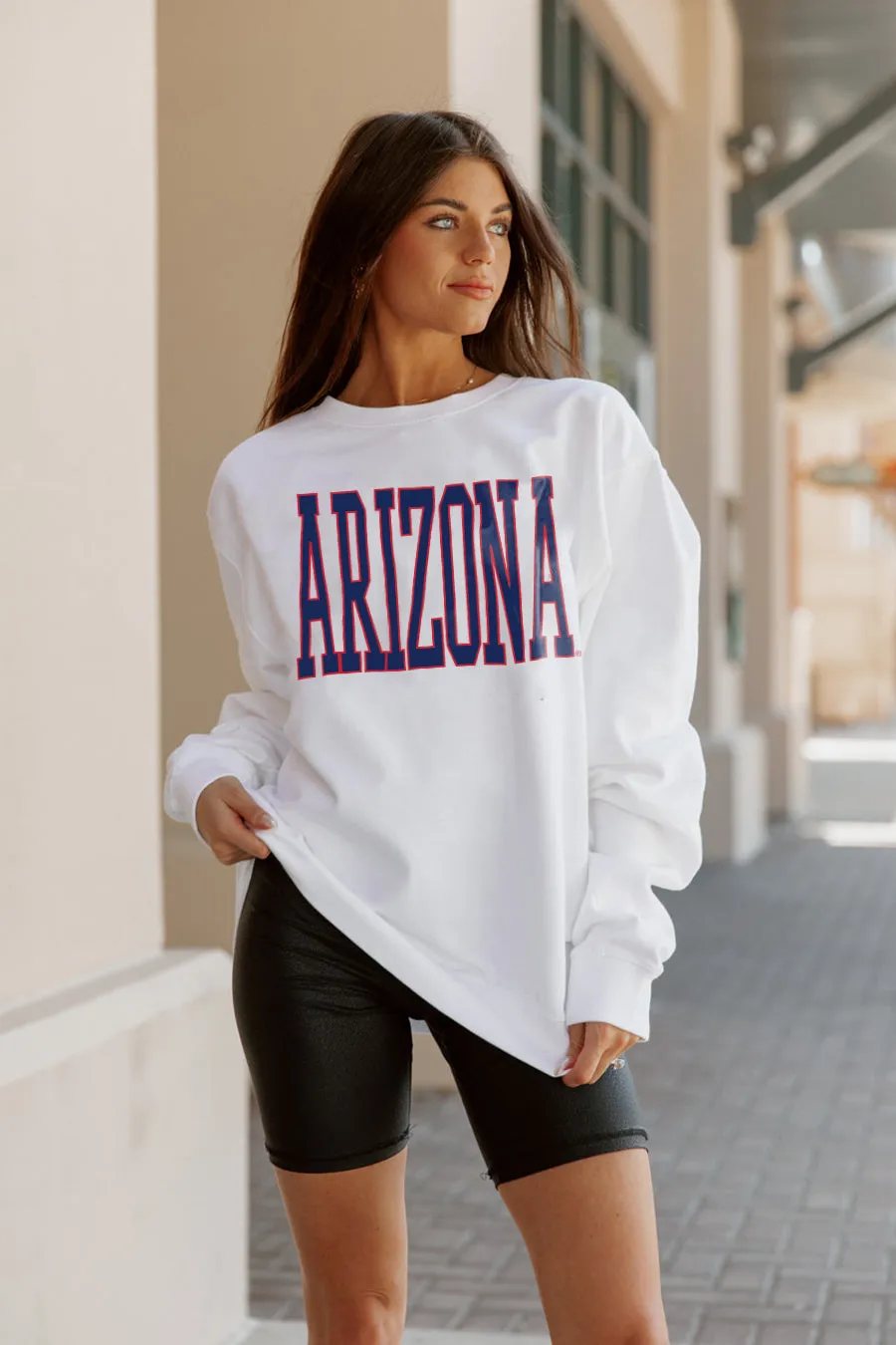 ARIZONA WILDCATS PLAY BY PLAY CLASSIC CREW FLEECE BY MADI PREWETT TROUTT