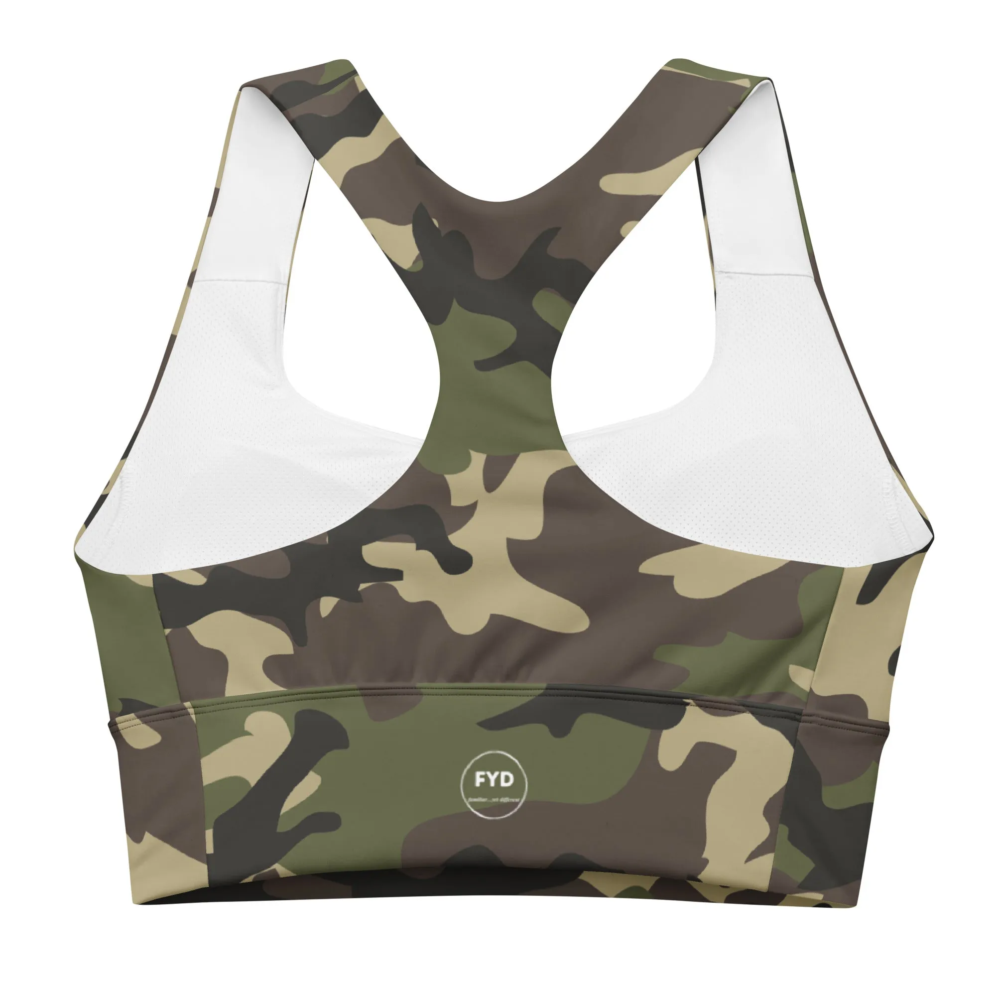 Classic Green Camo print Long-Line Sports Bra