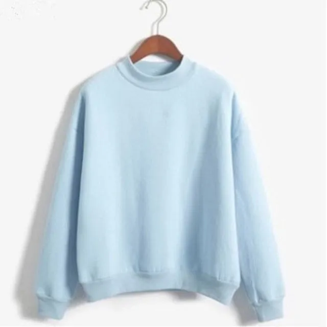 Covrlge Women's Thin Velvet Fashionable Long Sleeve Casual Sweatshirt Solid 10 Candy Colors Kawaii Sweatshirt Clothing WWW001