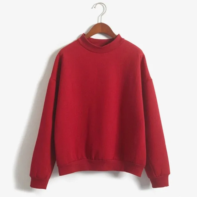 Covrlge Women's Thin Velvet Fashionable Long Sleeve Casual Sweatshirt Solid 10 Candy Colors Kawaii Sweatshirt Clothing WWW001