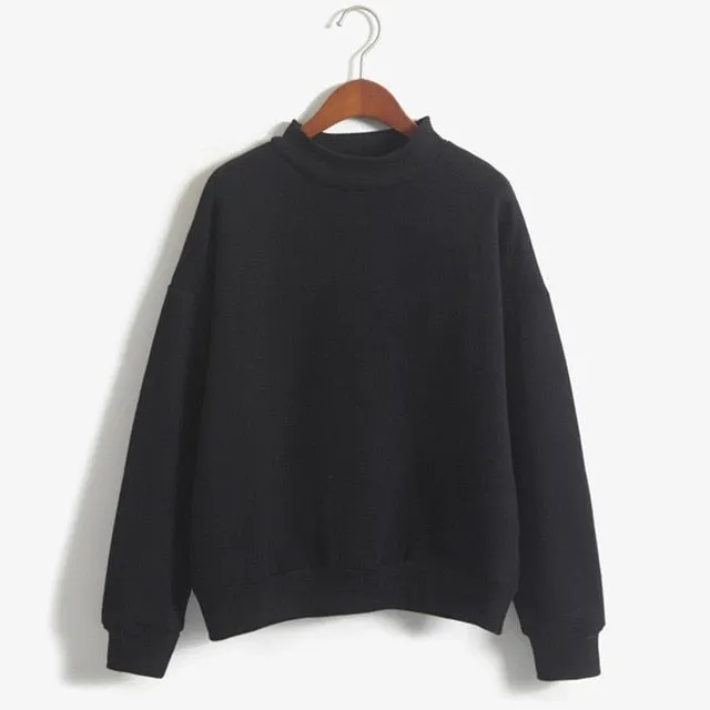 Covrlge Women's Thin Velvet Fashionable Long Sleeve Casual Sweatshirt Solid 10 Candy Colors Kawaii Sweatshirt Clothing WWW001