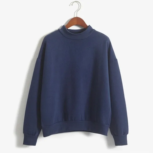 Covrlge Women's Thin Velvet Fashionable Long Sleeve Casual Sweatshirt Solid 10 Candy Colors Kawaii Sweatshirt Clothing WWW001