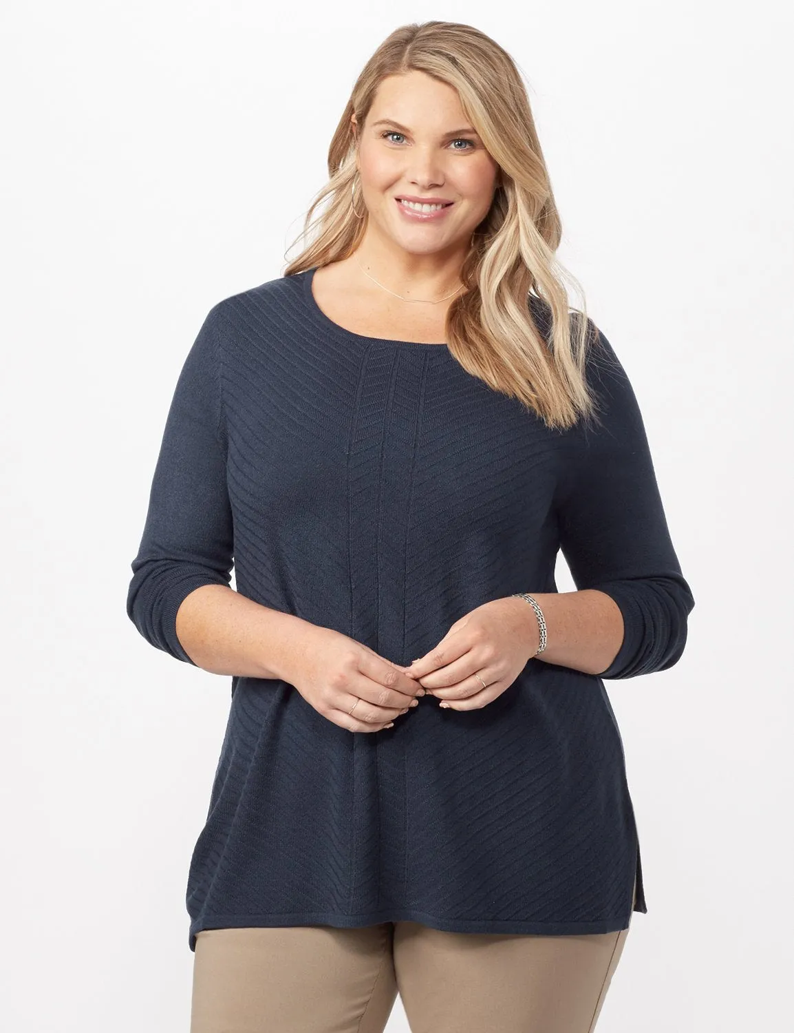 Long Sleeve V- Mitered Pull Over