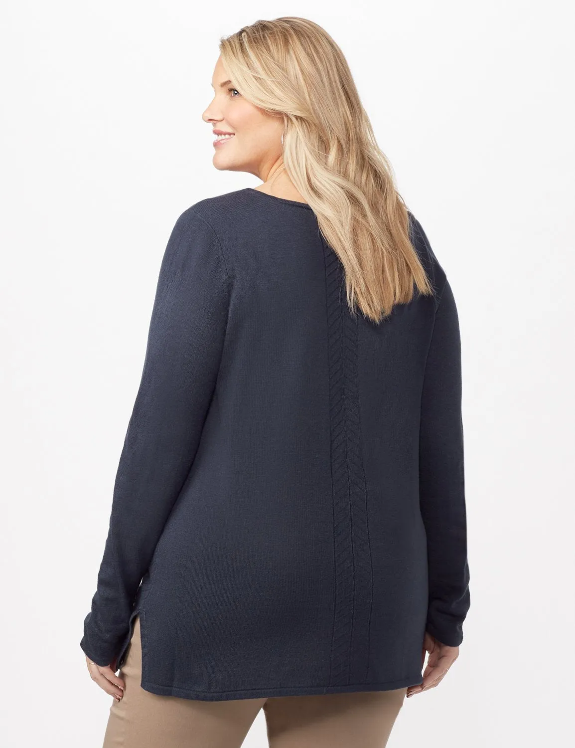 Long Sleeve V- Mitered Pull Over