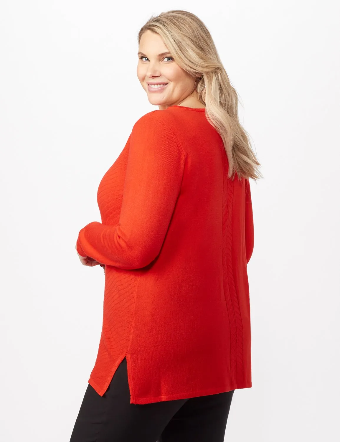 Long Sleeve V- Mitered Pull Over
