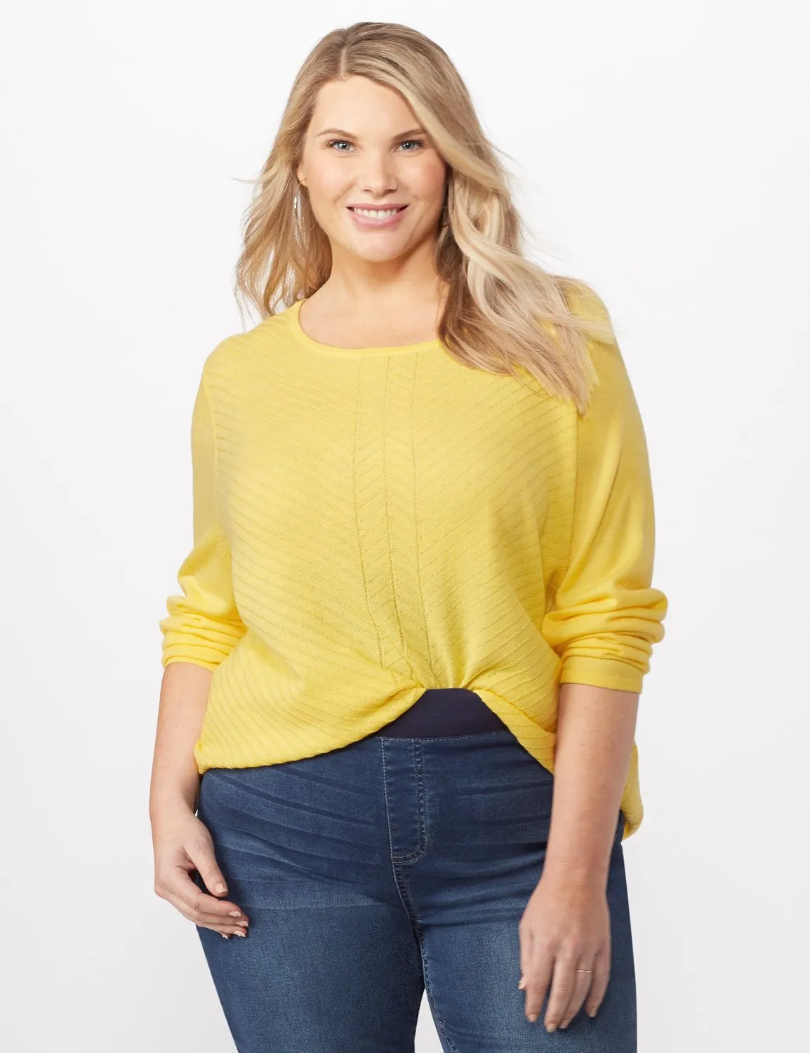 Long Sleeve V- Mitered Pull Over