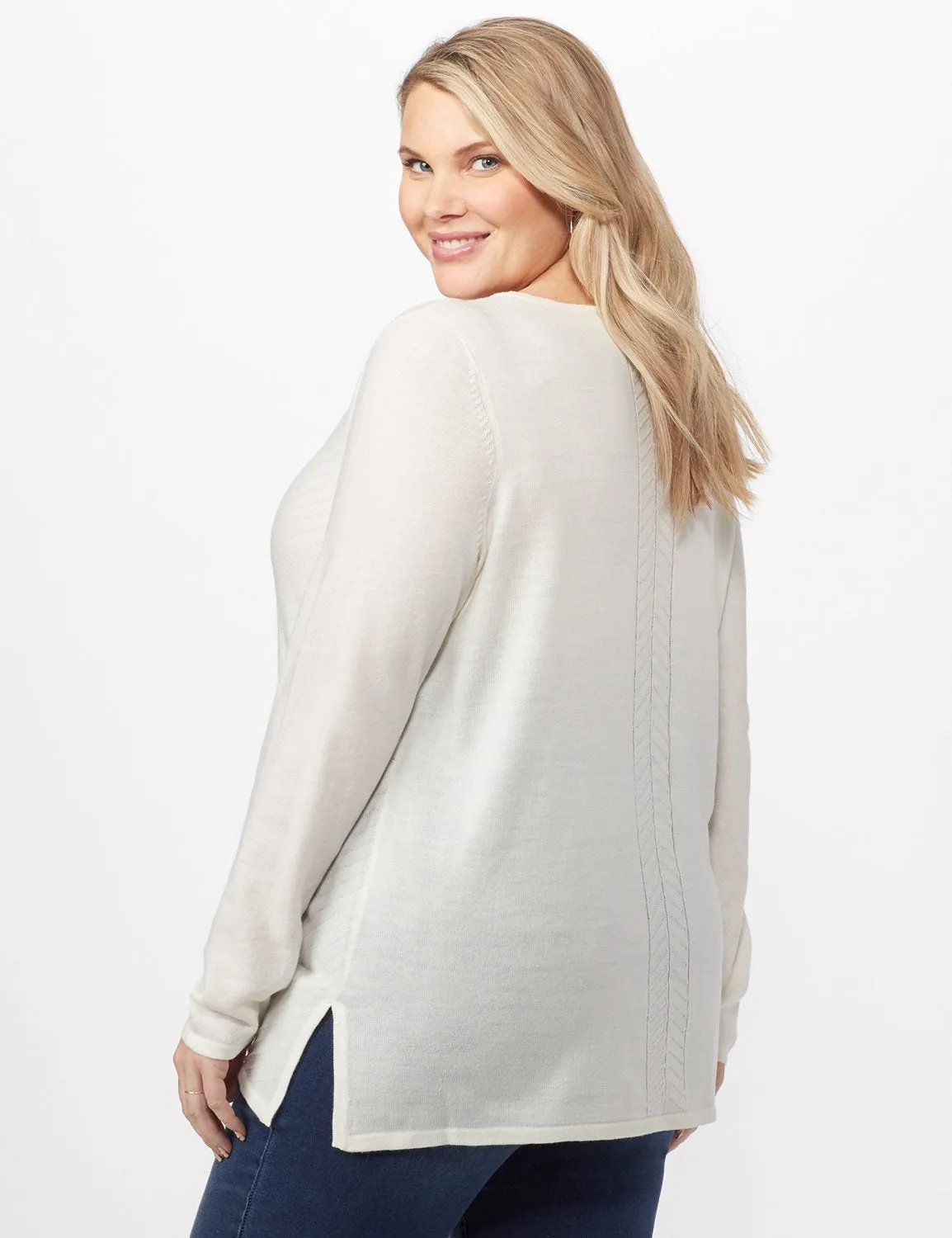 Long Sleeve V- Mitered Pull Over