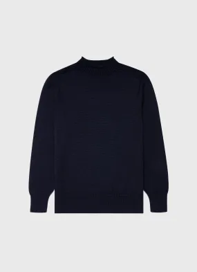 Men's English Merino Fisherman Jumper in Navy