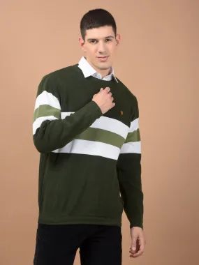 Men's Green Solid Full Sleeve Sweater