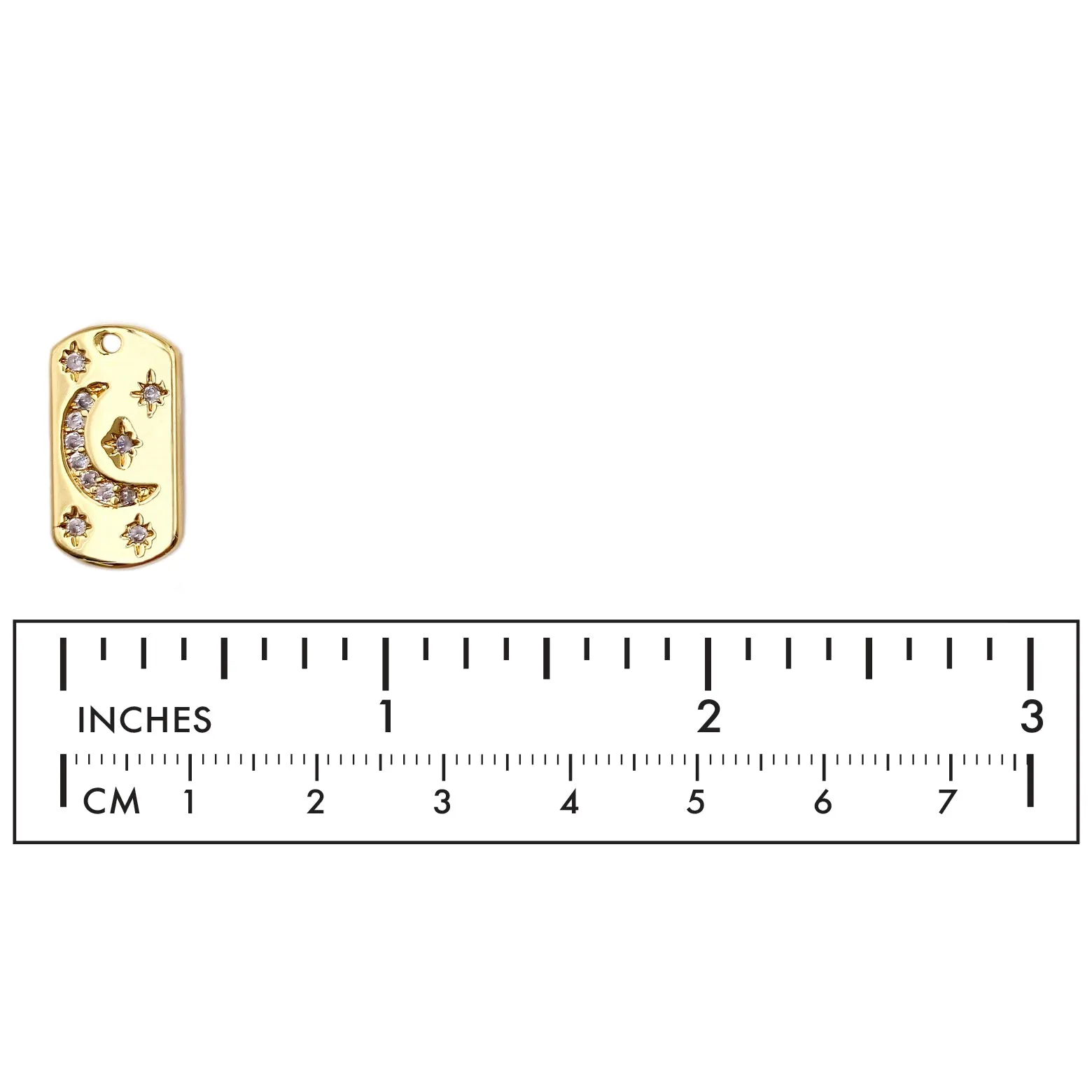 MP3887 Cubic Zirconia Dog Tag Charm/Pendant 18K Gold