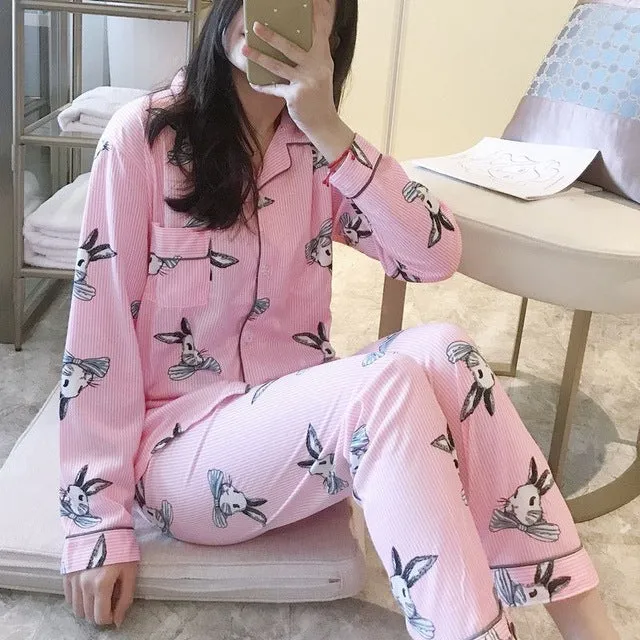 Rabbit Print Loose Casual Suit