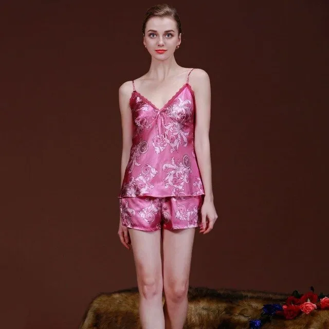 Silk V-neck Lace Sleepwear