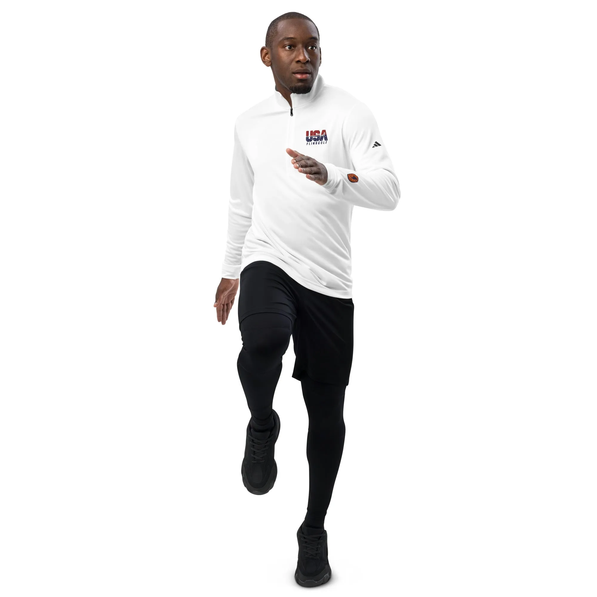 USA FlingGolf Adidas Quarter Zip Pullover (White)