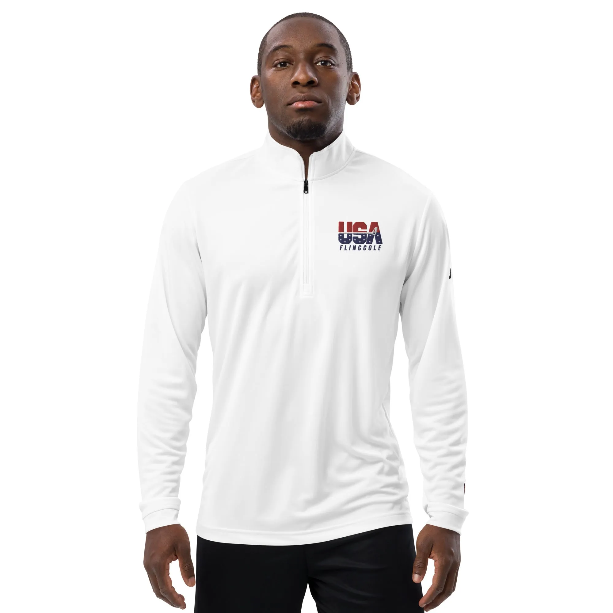 USA FlingGolf Adidas Quarter Zip Pullover (White)