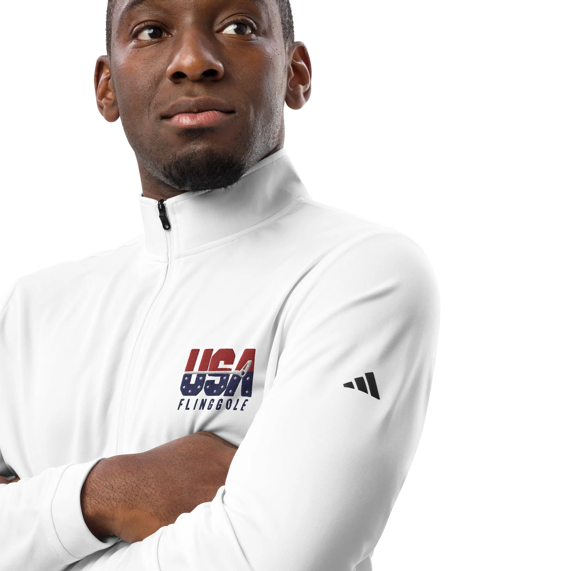 USA FlingGolf Adidas Quarter Zip Pullover (White)